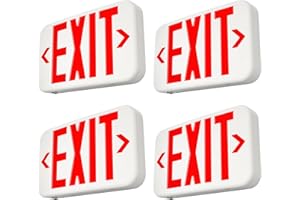 FREELICHT Red LED Exit Sign with Battery Backup，Exit Sign for Business，Easy to Install，UL Certified，AC 120/277V，Pack of 4