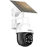 aosu Solar Security Camera Wireless Outdoor with Panoramic PTZ, Human Auto Tracking, 2K Night Vision, Light and Sound Alarm, 2-Way Audio, Works with Alexa/Google Assistant for Home Surveillance
