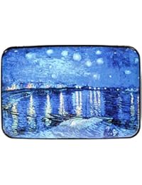 Aluminum Wallet RFID Blocking Slim Metal Credit Card Holder Hard Case (Van Gogh Starry Night)