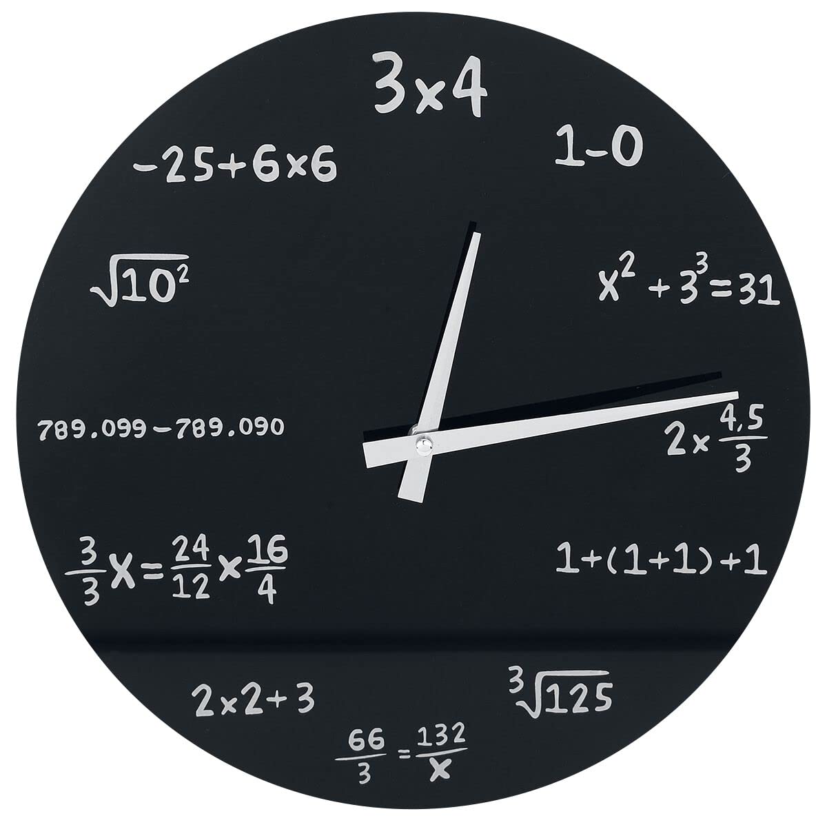 OOTB Black glass-Wall Clock, Mathematic, ca. 35 cm, for 1 mignon battery (AA)