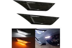 NJSBYL Civic LED Side Marker Lights For 2016-2021 Honda Civic Sedan Coupe Hatchback Smoked Lens Sidemarker Amber LED Turn Signal/White LED Running/Position/Parking Lights OEM#H02551127N