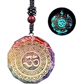 Day Day Up Orgonite Pendant Om Symbol Luminous Necklace Chakra Healing Energy Necklace Meditation Jewelry 1.38 inch