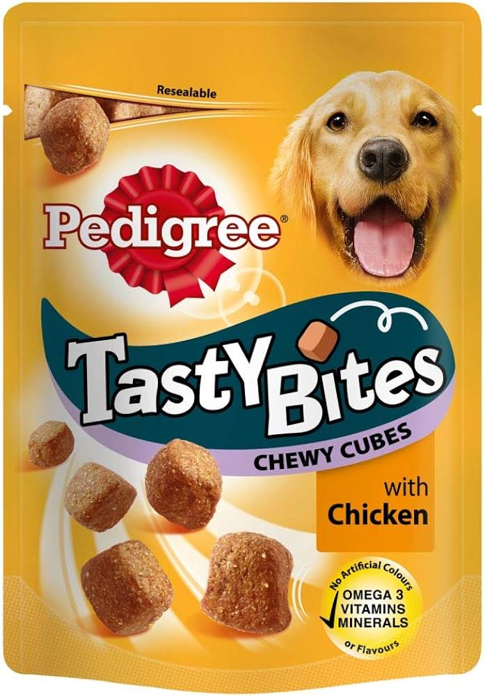 PET-86828 Pedigree Tasty Bites Chewy Cubes with Chicken (130g) 8 Pack, 130 g (Pack of 8)