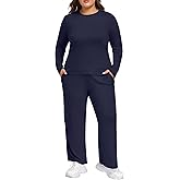COOTRY Women's Plus Size 2 Piece Sets Fall Outfits Long Sleeve Matching Lounge Casual Travel Pajama Sets Sweat Suits