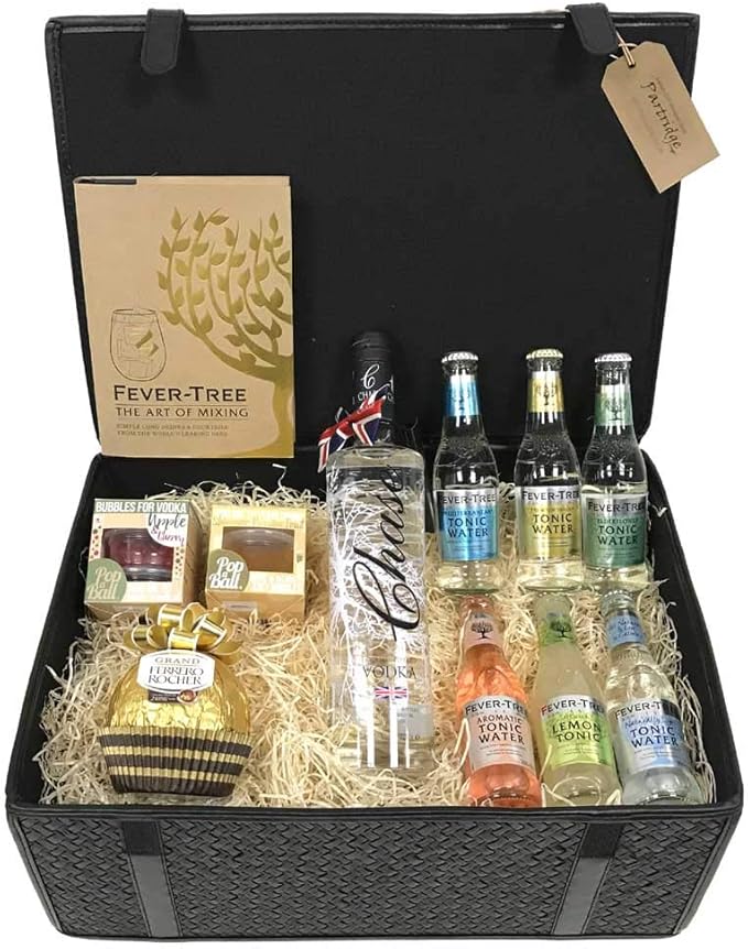 Premium Vodka Gift Hamper Chase in beautiful Black Seagrass Hamper
