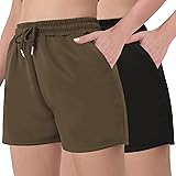 FEQO 2 Pack Women's Sweat Shorts with Pockets