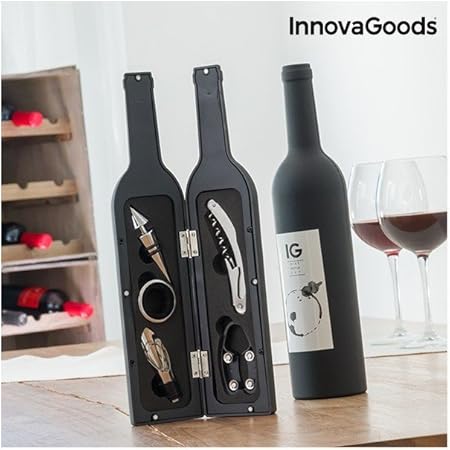 Compra InnovaGoods Estuche de Vino Botella, Acero Inoxidable, Negro, 7x7x33 cm en Amazon.es