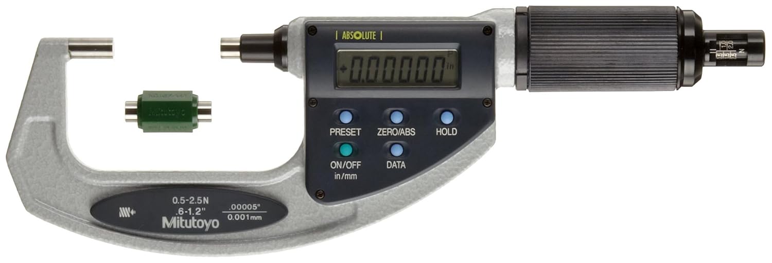 Mitutoyo ABSOLUTE Digimatic LCD Micrometer, Friction Thimble, Inch/Metric Outside Micrometers