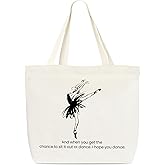 Dr.Baner Canvas Tote Bag, Dancer Tote, Ballerina Tote, Reusable Grocery Shopping Bag, Library Shoulder Bag for Women, Teens and Adults, Space-themed, Large, Neutral