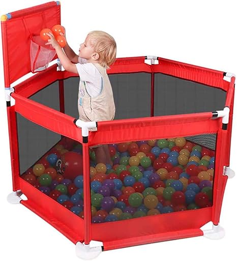 Amazon Co Jp Yxsd 6パネル赤ちゃんplaypenの幼児の遊び場 バスケットボールのバスケット 屋内で子供のための安全のフェンスを再生 ホーム キッチン