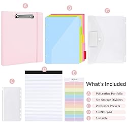 SKYDUE 3 Ring Binder with Clipboard,1 Inch