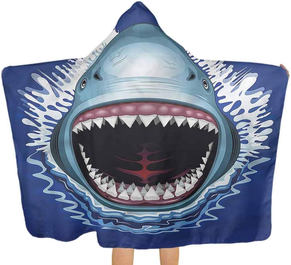 Children Hooded Towel Shark, Attack Open Mouth Bite Hypoallergenic Baby Towels for Baby, Toddlers, or Kids 51.5x31.8 Inch
