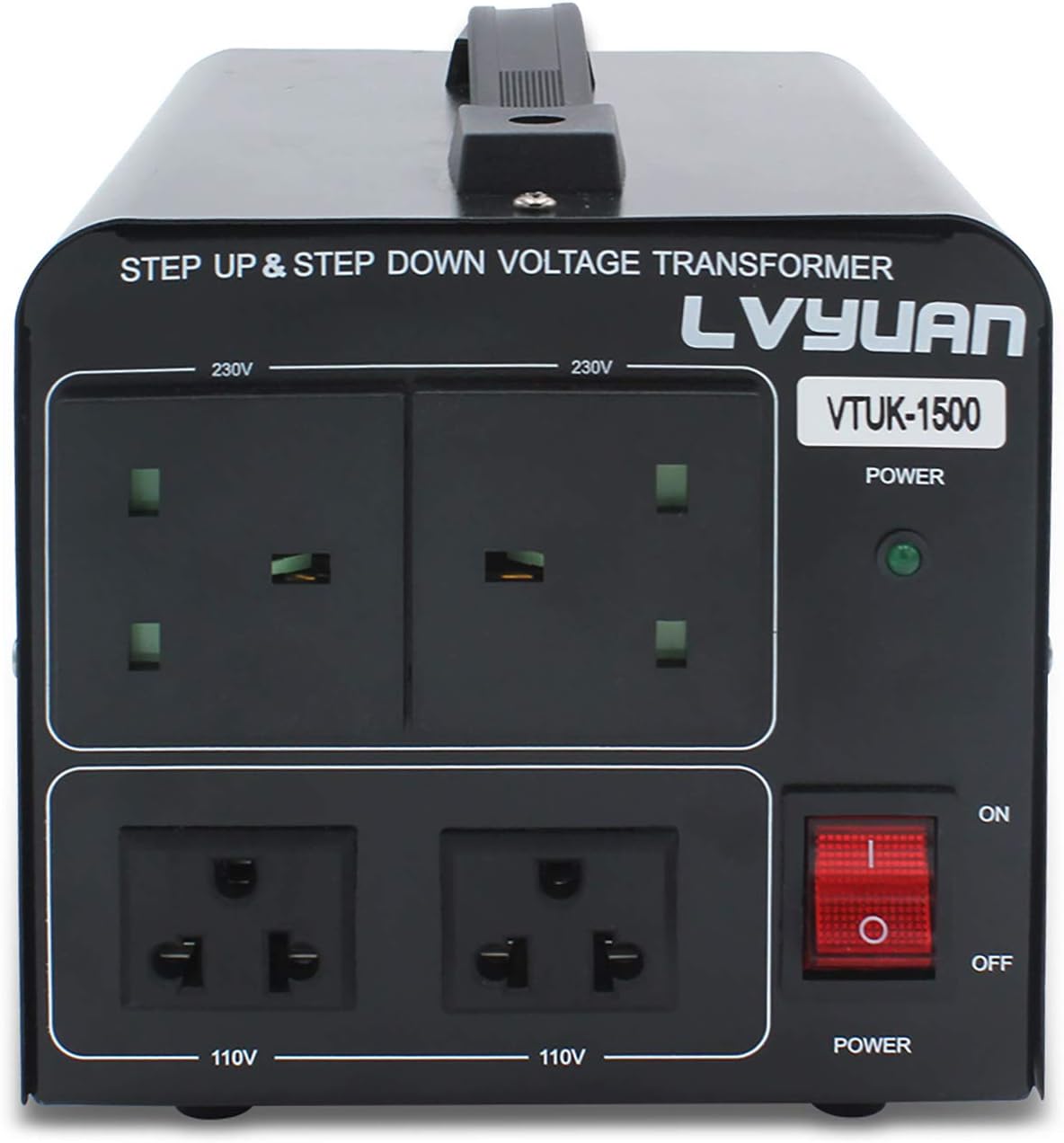 LVYUAN VTUK1500 220V 110V Voltage Transformer Step Up & Step Down Voltage Converter UK to US