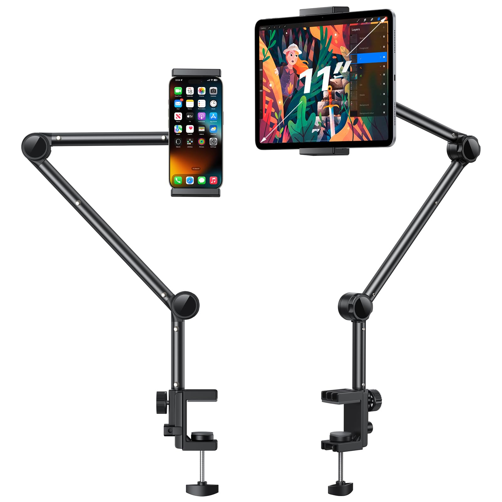 Photo 1 of OMOTON Tablet Stand Mount for Desk, Adjustable Phone Holder for Bed with Metal Arm Fits for 4.7-11 Inches iPad Pro, Air/Mini, Kindle and Phones