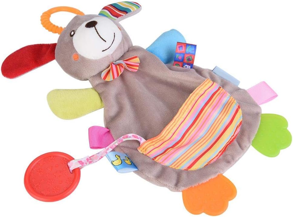 Dog Apaiser Serviette Mignon Dessin Anime En Coton Bebe Animal Couverture Securite Serviette Doux En Peluche Jouet De Dentition Avec Poche Pour 0 3 Ans Prime Day Matelas Et Linge De Lit La