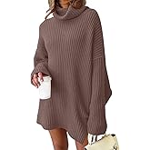 LILLUSORY Womens Turtleneck Oversized Long Sweater Dress 2026 Plus Size Tunic Pullover Knit Winter Dresses