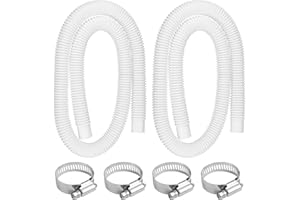 OWNWHIM 1.25" x 59" Pool Hoses Replacement for Above Ground Pools - 2 Pack 1-1/4" Diameter Pool Pump Hoses for Intexx 607 637 Pump, Pool Filter Hose with 6 Metal Clamps for 330GPH 530GPH 1000GPH Filter Pumps