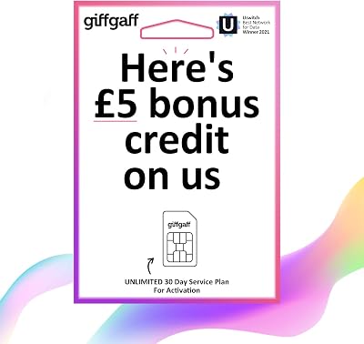 pickpiff Giffgaff Pay As You Go SIM Card Unlimited Calls Texts Data 4G 3G 2G