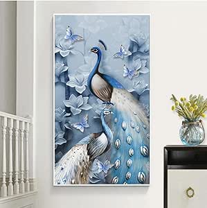 Mmneb Papel Tapiz 3D Personalizado Moderno Azul Pavo Real Magnolia