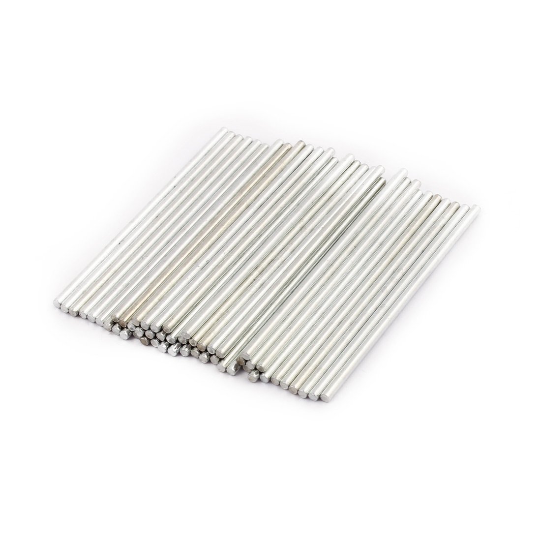 sourcingmap 50Pcs Round Shaft Solid Durable Steel Rods Axles 2mm x 60mm Silver Tone