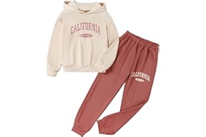 SOLY HUX Girl's Letter Print Drop Shoulder Hoodie Sweatshirt and Jogger Sweatpants 2 Piece Outfit