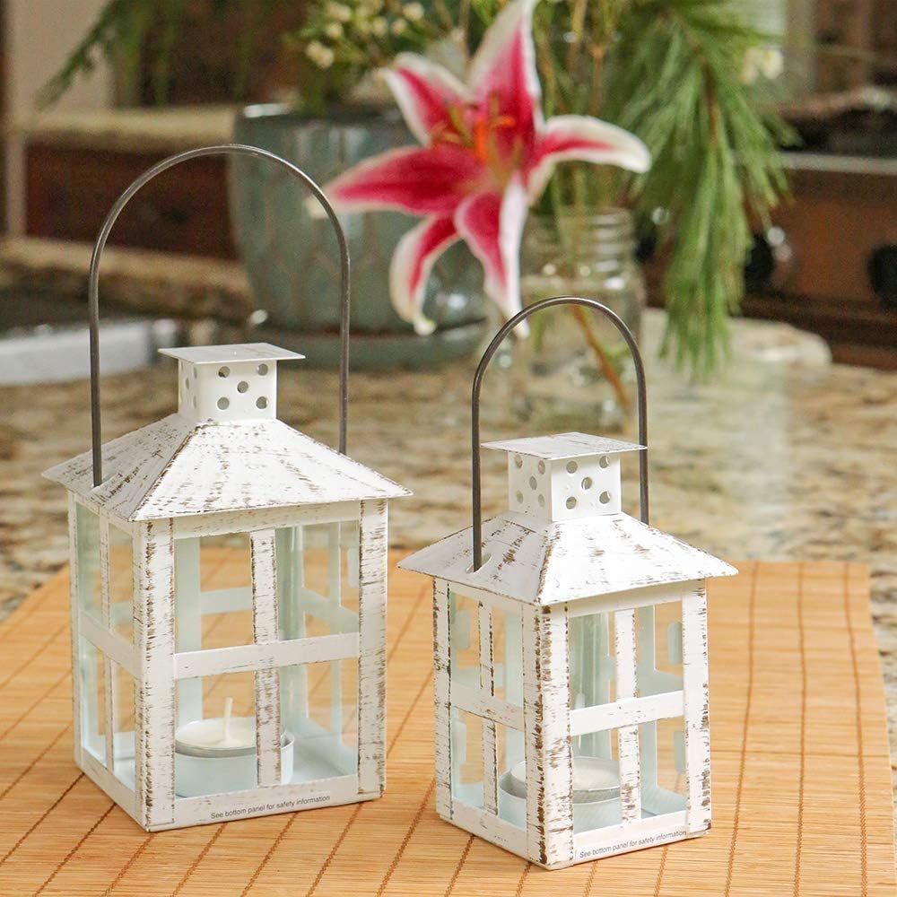 Kate Aspen Vintage White Distressed Small Candle Lantern, One Size: Kitchen & Dining