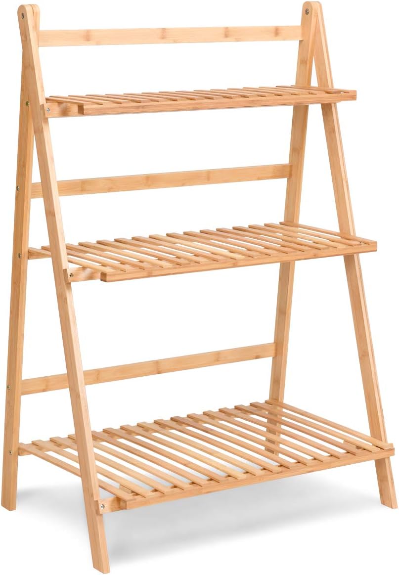 Amazon.com: COSTWAY Bamboo Ladder Shelf 