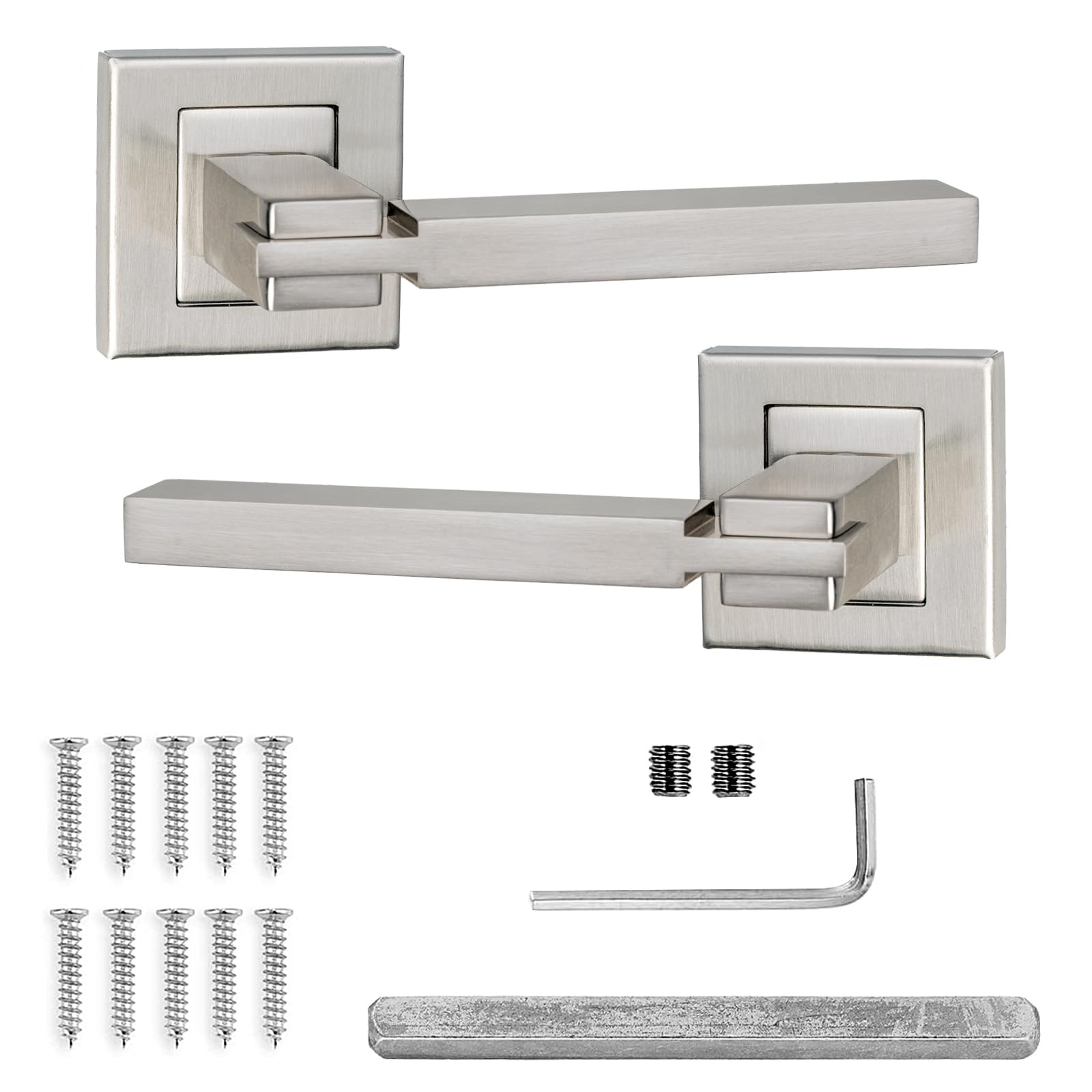Decoranddecor Nexus Brushed Chrome Internal Door Handles – Aluminium Silver Handle Sets – Sleek and Durable Design for Bedrooms, Bathrooms, and Wooden Interior Doors