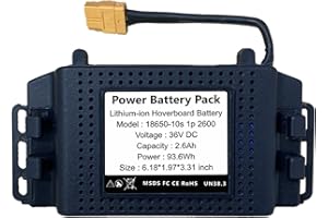 CBJJ 36V Hoverboard Battery Replacement 2.6Ah High Capacity Hoverboard Replacement Battery Compatible for Sisigard Hoverboards Rechargeable Li-ion Battery Pack with Case, Dimension: 6.18*1.97*3.31inch