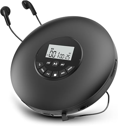 Arafuna Portable CD Player Compact Discman CD-R RW Playback Anti-Skip Earphones