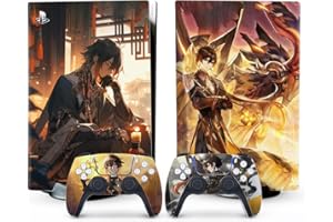 Toxxos PS5 Skin - Disc Edition Console and Controller Accessories Cover Skins PS5 Controller Skin Gift ps5 Skins for Console Full Set PS5 Skin Orange genshin Impact