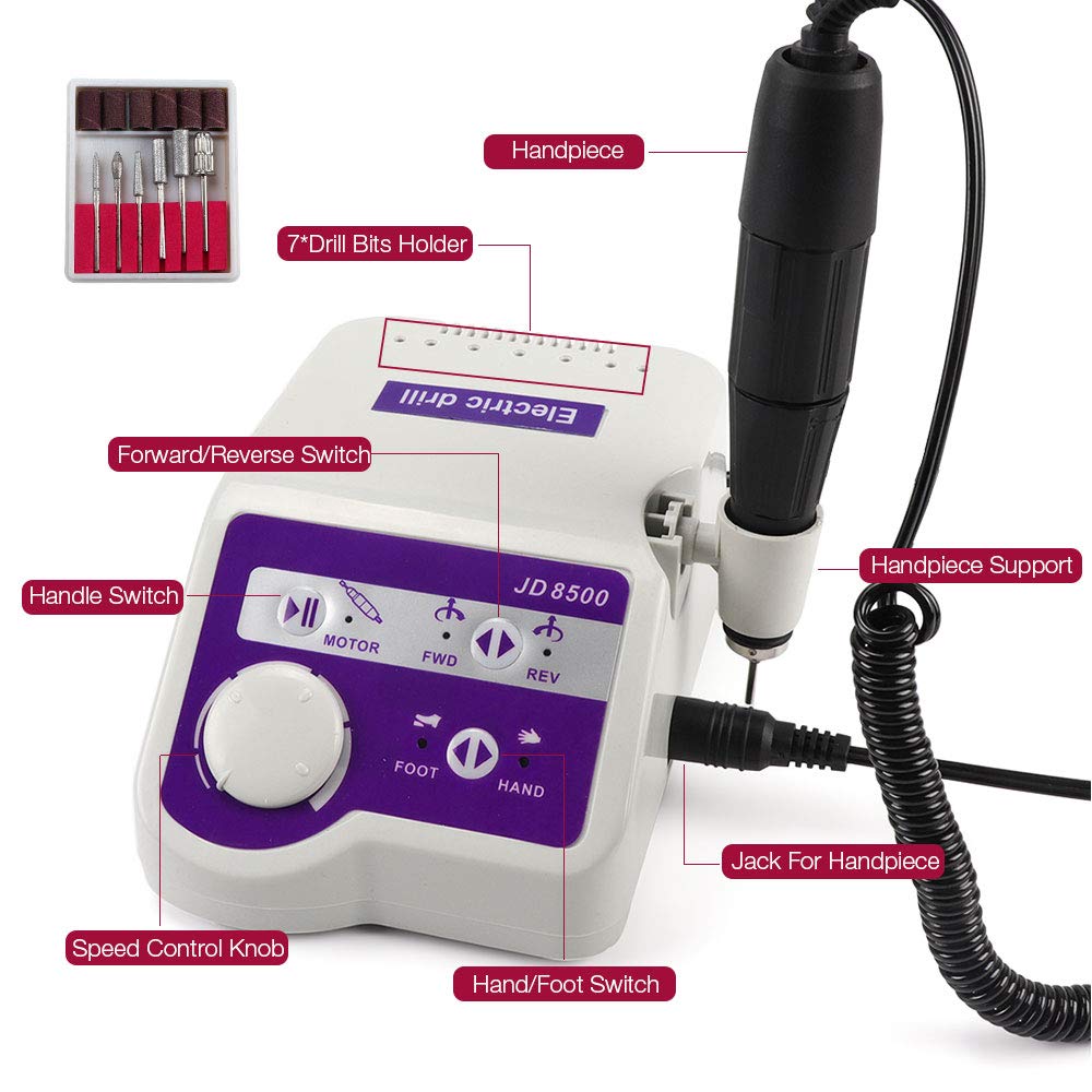 Christzo Electric Nail Drill Machine JD8500 65W 35000RPM Manicure Tool Pedicure Polisher Nails Art Equipment : Beauty