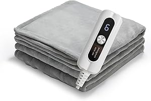 SNUGSUN Heated Blanket Full Size 72"x 84", Microplush Flannel Electric Blanket, Soft Durable & Anti-Pilling Heating Blanket, Fast Heating ETL & FCC, 6 Heating Levels & 10 Hours Auto-Off, Dark Grey
