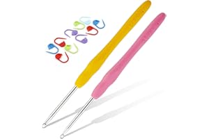 Nitlak 2 PCS Crochet Hooks, Ergonomic Soft Grip Handles, Crochet Needles kit for Beginners,Various Sizes of Ultra-Long Wool Crochet, Doll Crochet(3 mm+3.5 mm)