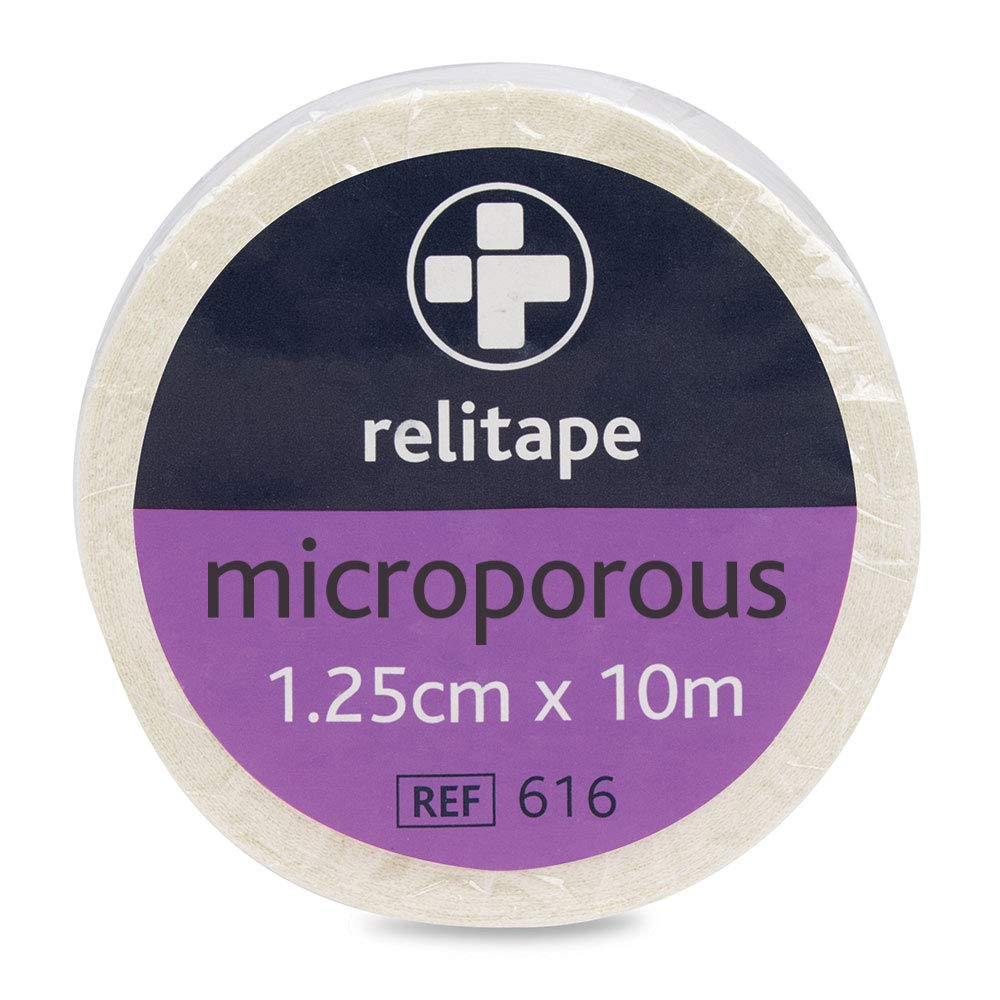 Reliance Medical Relitape Microporous Tape - Low-Allergy, Non-Stretch Paper Tape, Easily Tearable by Hand, Ideal for Sensitive Skin and Dressings, Unboxed for Convenient Use, 1.25cm x 10m, Pack of 24