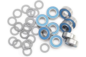 FUSHIBEARING TRA Kit 5116 Ball Bearings, Blue Rubber Sealed 5x11x4mm (10) with 1985 PTFE-Coated Washers, 5x8x0.5mm (20) for Traxxas