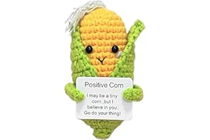 TOPTHY Handmade Positive Crochet Corn, Funny Emotional Support Crochet Corn Doll Ornaments with Positive Card for Motivational Birthday Gift