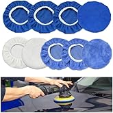 Kewucn 9PCS Car Polisher Pad, 5 to 6 Inches Car Orbital Microfiber Bonnet Polishing Buffing Pad Cover, Universal Auto Cleaning Waxers Kit- 4 Microfiber, 3 Coral Fleece, 2 Woolen (5-6 Inches)