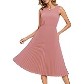DRESSTELLS Wedding Guest Dress for Women Formal Cocktail Chiffon Midi Pleated Church Holiday Party Dresses