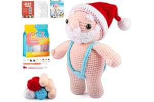 Aiseabuyzm Crochet Kit for Beginners Swimsuit Santa Claus Knitting Starter Pack for Adults Kids Women Men Hooks Yarn Set with Step-by-Step Video Tutorials Christmas Stocking Stuffers Xmas Gift