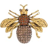 Honey Bee Brooches Crystal Insect Themed Bee Brooch Rhinestone Animal Fashion Lapel Pin Vintage Elegant Clothing Accessories Stylish Gold-Tone Tone Fashion Jewelry for Women Men Dating Party Anniversary