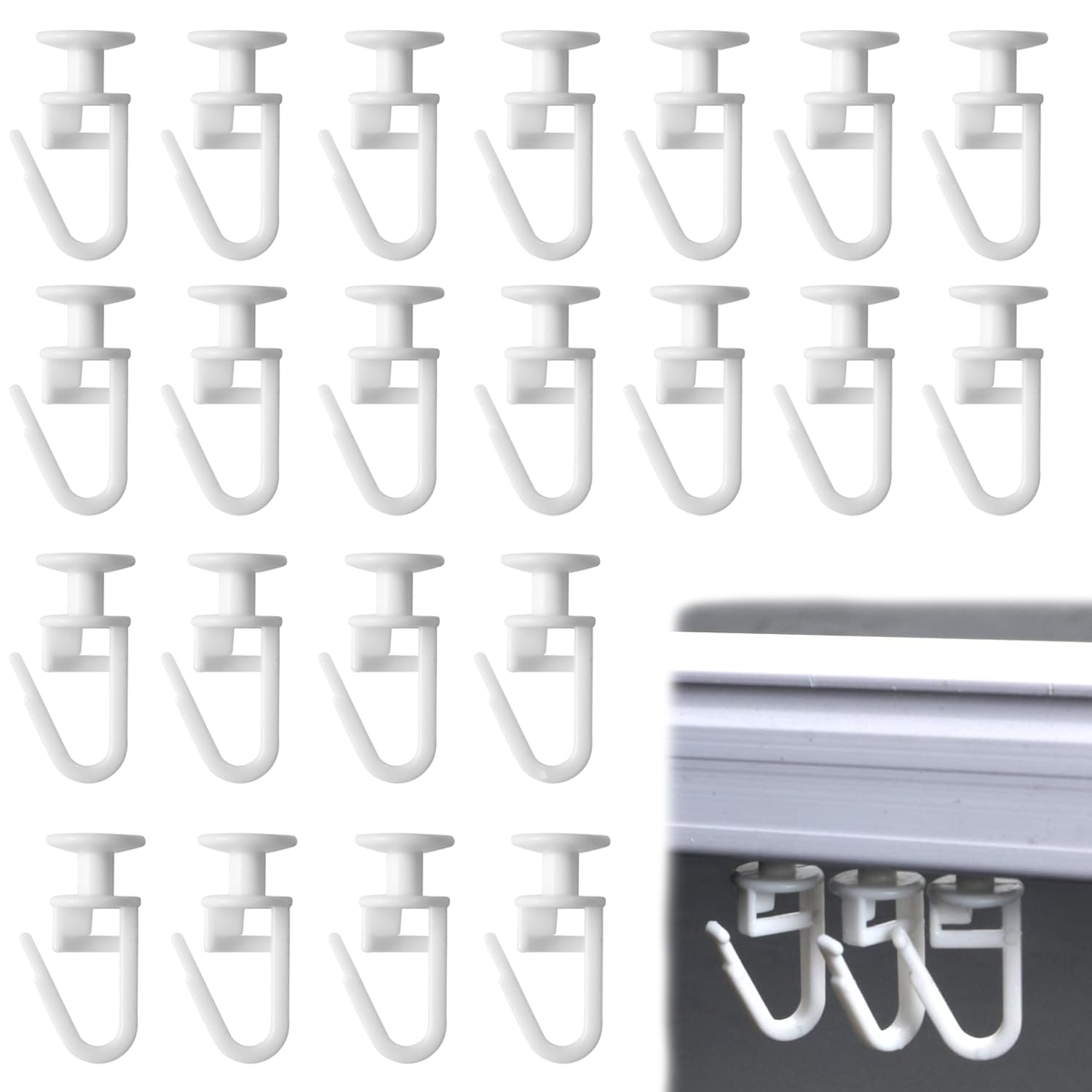 VHPNWJOB 100 PCS Curtain Gliders for Window, Curtain Rails Sliding Hooks, Plastic White Curtains Track Glider Hooks Curtains Hook 11 mm for Door and Rail