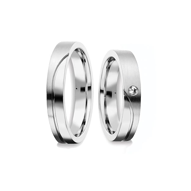 Eheringe Verlobungsringe Trauringe Freundschaftsringe Silber 925 *Gratis Luxusetui* AMOONIC mit Zirkonia Paarpreis Set Partne