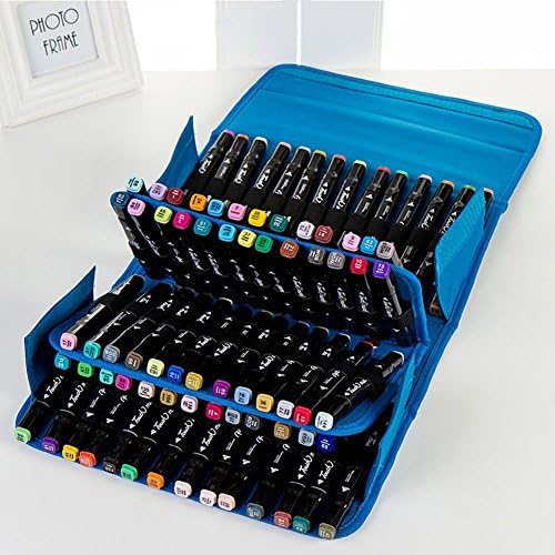 TEKIMBE New Art Markers Pen Case Holder Multi Layer 80 Slot Large Capacity Painting Pen Holder For Primascolor Markers and Copic Sketch Markers (Blue)