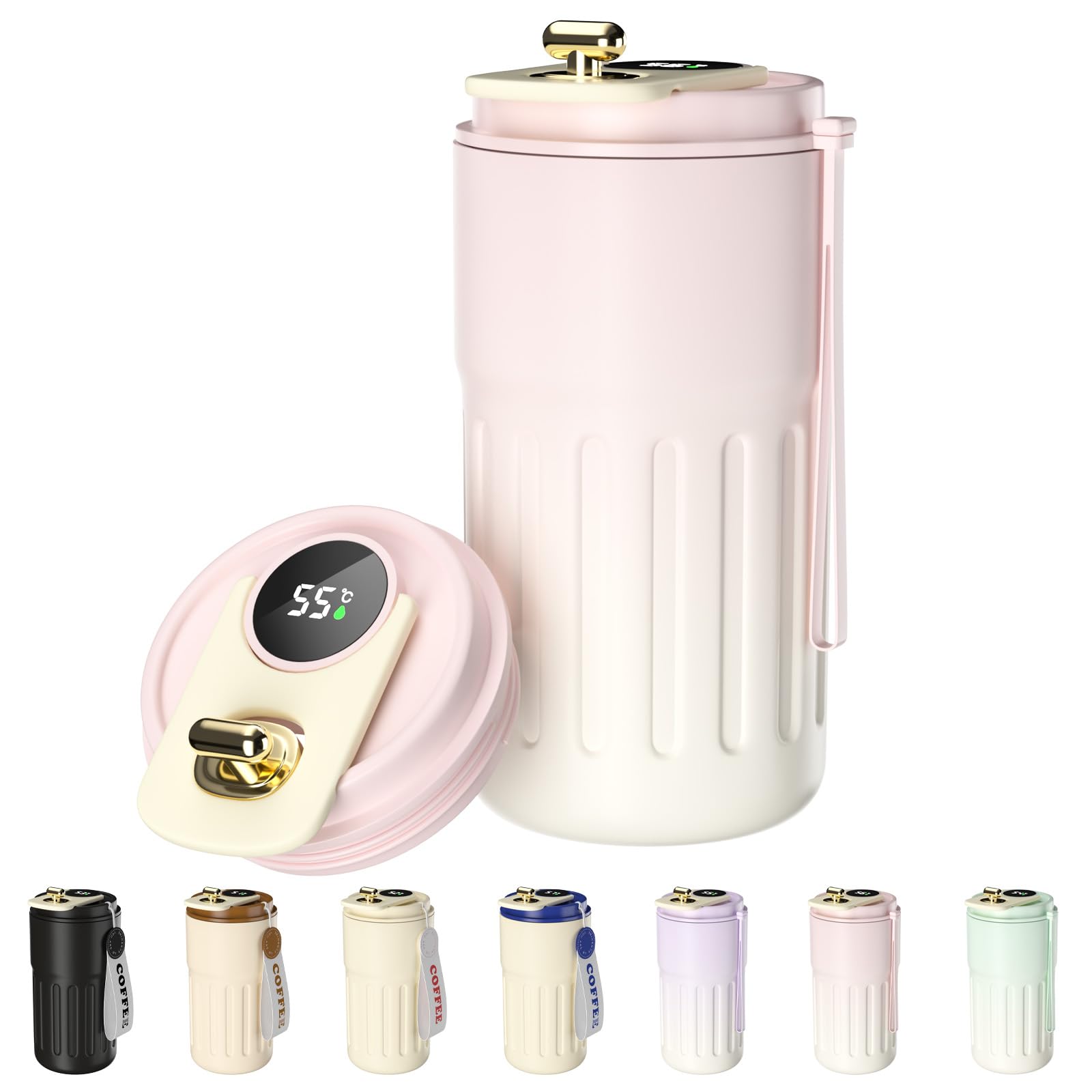 Homealexa Coffee Cup Travel Mugs, Vacuum Insulating Cup 316 Stainless Steel, LED Touch Screen Temperature Gauge, Smart Mug Sealing Bottle 410ml