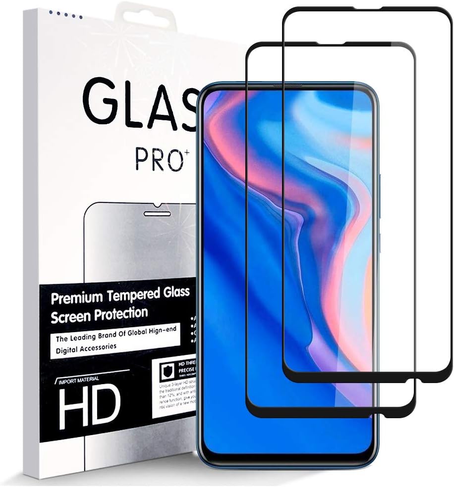 LZS Full Screen Protector for Huawei Y9 prime 2019 [2-Pack] Full Coverage 9H Hardness Tempered Glass Screen Protective Film High Definition, Ultra Clear 2.5D Screen Protector for Huawei Y9 prime 2019