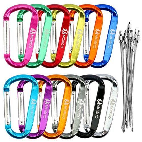 Mcirco Carabiners 12 pcs Aluminum D-Ring Locking Carabiners - Thumbnail 4
