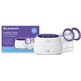 Lansinoh NaturalWave Double Electric Breast Pump | 3 Pumping Modes, 12 Levels Hospital Strength Suction, LED Display, Leak-Resistant, 5 Breast Flange Sizes Included