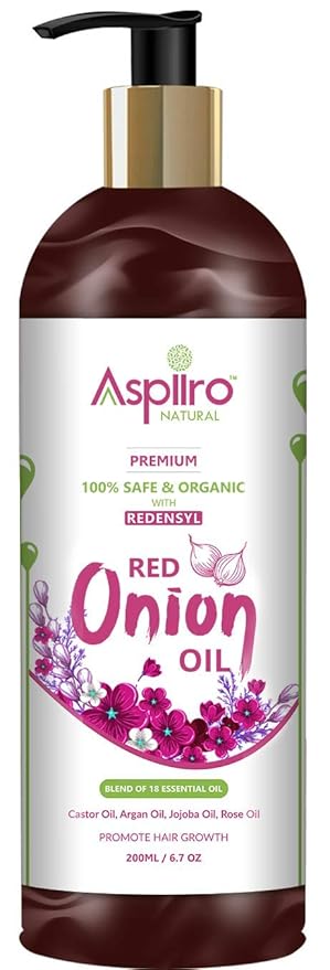 Aspiiro Natural Organic Red Onion Hair Oil With Redensyl For Complete Hair Growth & Hair Fall Control Oil | Mineral Oil & Paraben Free- 200 ml