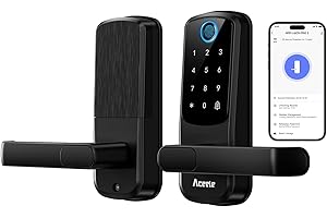 Aceele Keyless Entry Fingerprint Smart Door Lock, Built-in Wi-Fi, Electronic Lock for Front Door with Touch Digital Keypad and Handle, Automatic Door Knob for Apartment/Home/Bedroom(Black)